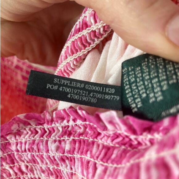 Lauren Ralph Lauren Printed Tiered Strapless Midi Dress Smocked Vacation Sz. L - Picture 11 of 11